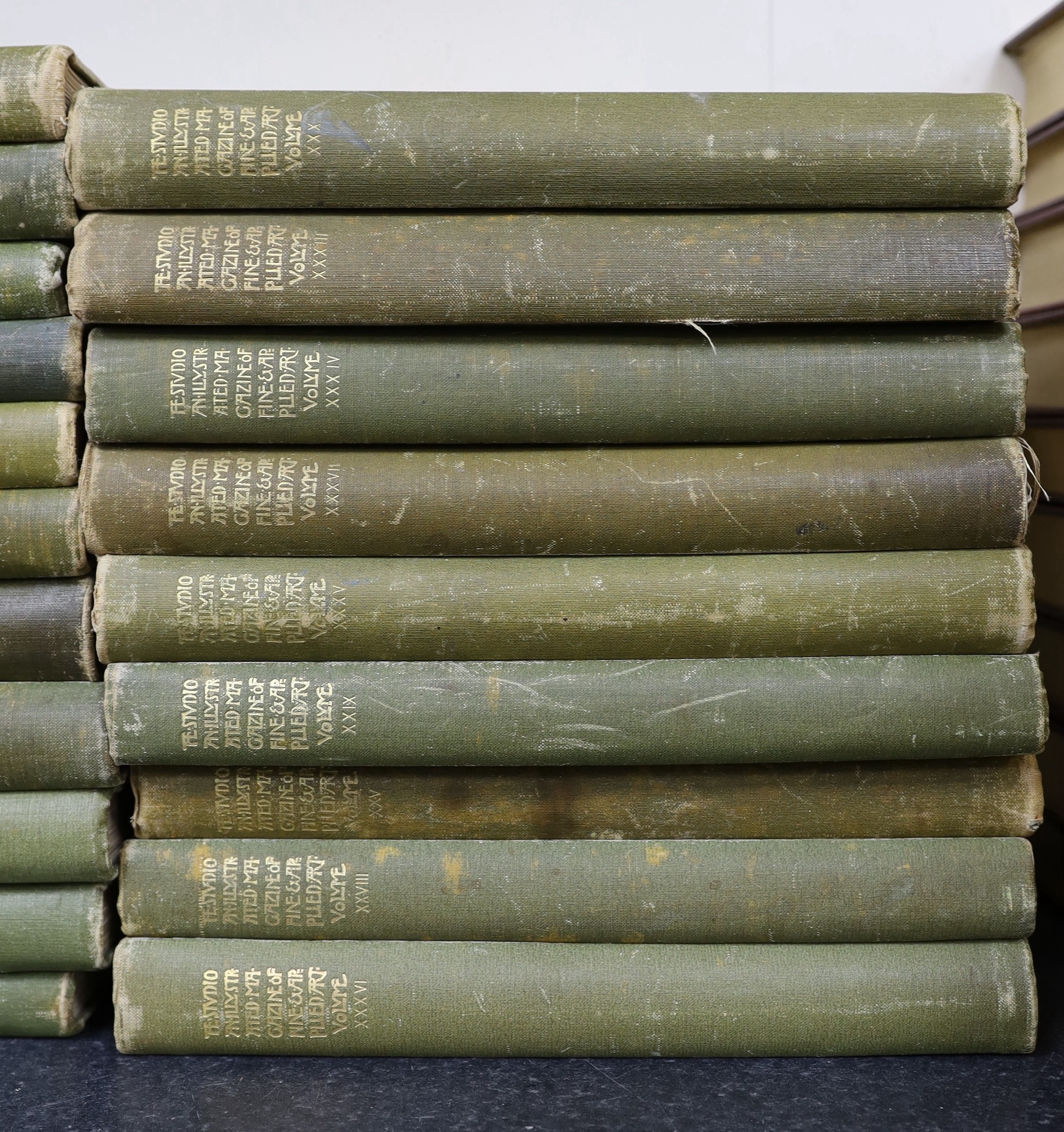The Studio - the following bound vols (publisher's cloth): 12, 17, 18, 20 - 22, 25, 29, 30, 33-37, 39, 44, 45 and 51 (1898-1911); together with loose monthly issues (original wrappers): 1906-1956, 72 various